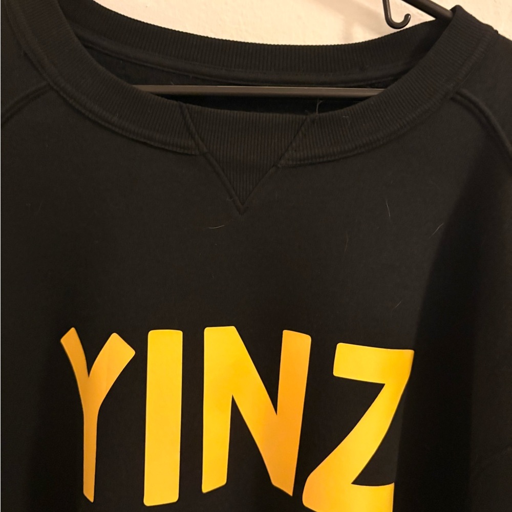 Kohl's Black Sweatshirt with Yellow Graphic